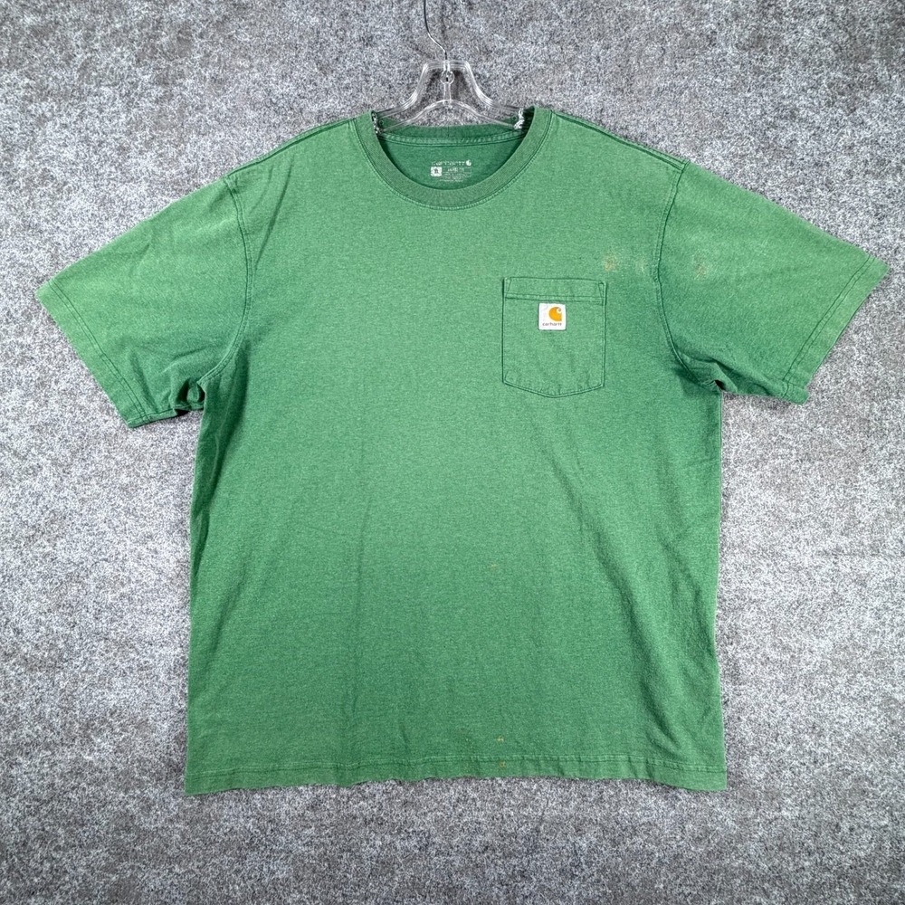 Carhartt T Shirt Mens XL Green Cotton Blend Loose Fit Short Sleeve Workwear